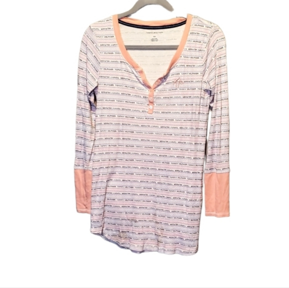 Women's‎ Tommy Hilfiger Cotton Pajama Long Sleeve Sleepwear Top Size Small
